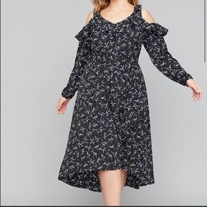 Lane Bryant Cold-Shoulder Ruffle Midi Dress